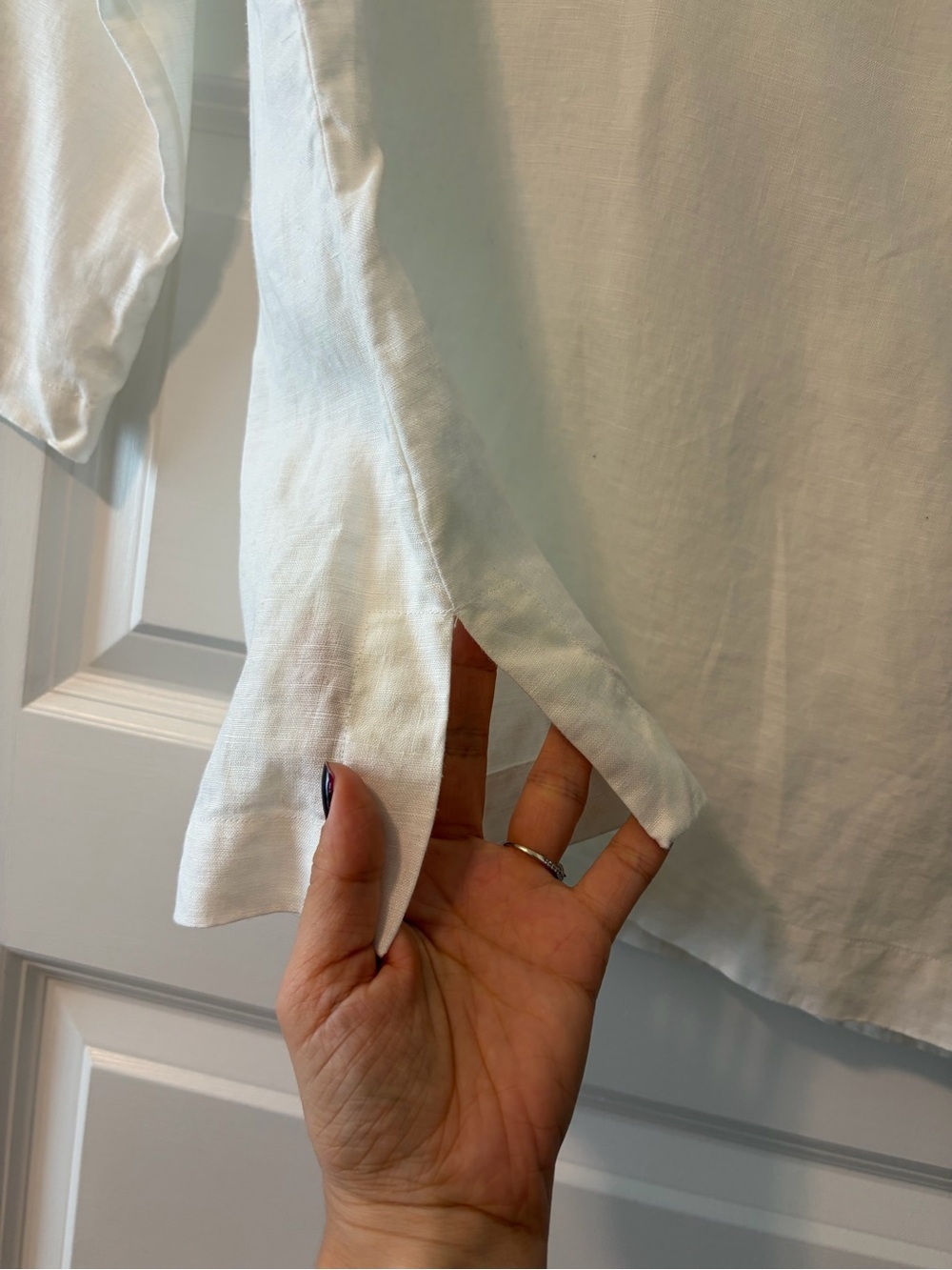 Ralph Lauren Women's White 100% Linen Tunic Shirt with Sequins Neck - Picture 3 of 7